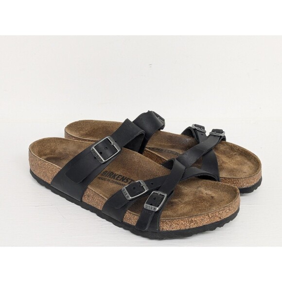 Birkenstock Franca Sandals Women Size 10 US 41 Brown Black Slip On Shoes Leather - Picture 1 of 7